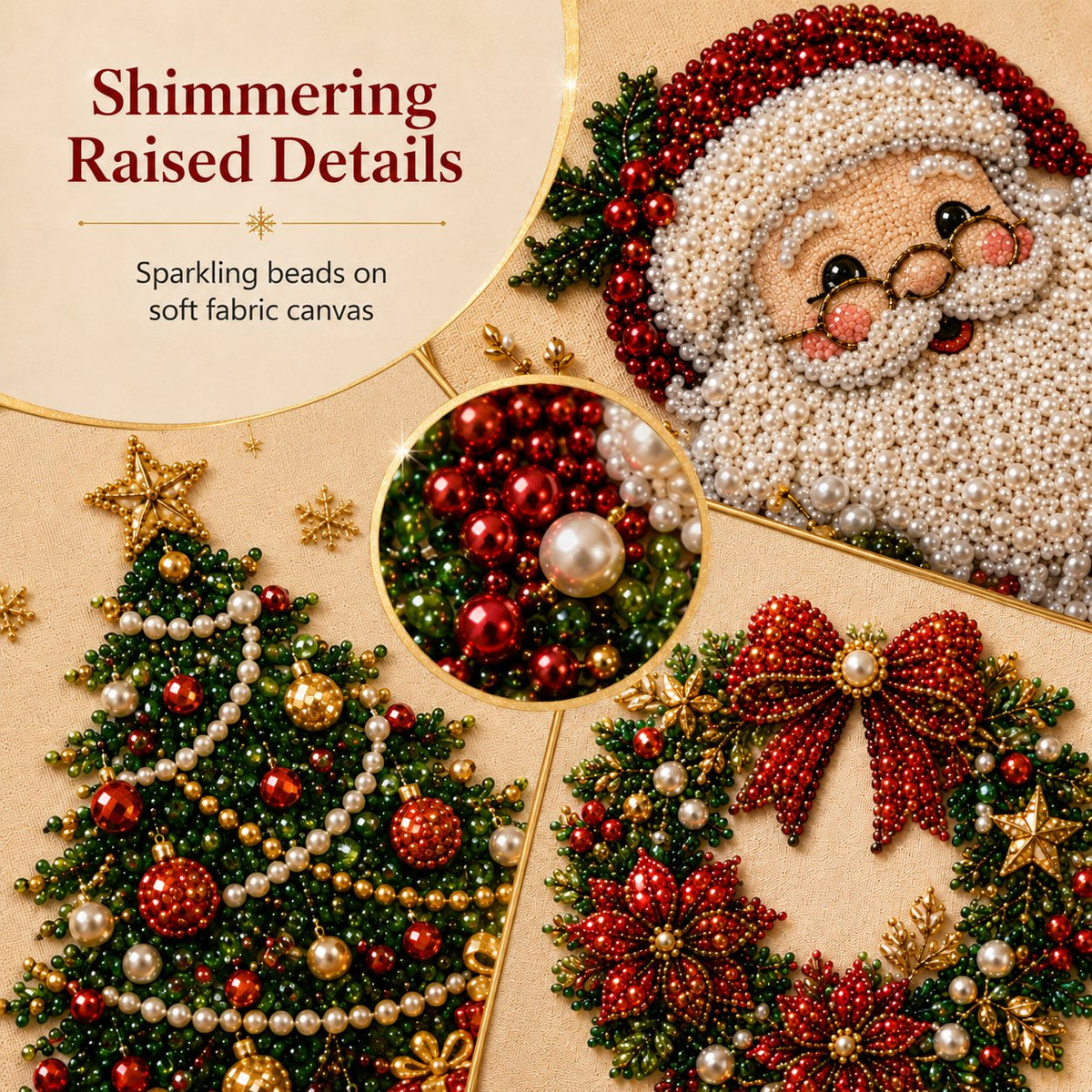 🎄GFOUK® ✨ 3D Christmas Pearl Craft Kit – Relaxing DIY Holiday Art