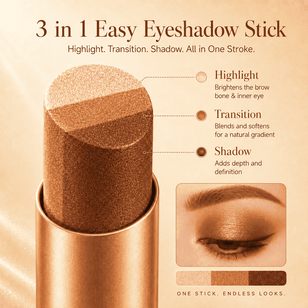 EdiJonah® 3 in 1 Easy Eyeshadow Stick suitable for Beginners