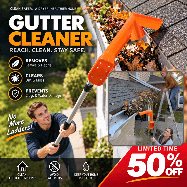 🔧 LIMITED‑TIME 50% OFF! ✨ GFOUK® No-Climb Gutter Cleaning Tool