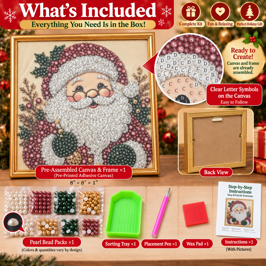 🎄GFOUK® ✨ 3D Christmas Pearl Craft Kit – Relaxing DIY Holiday Art