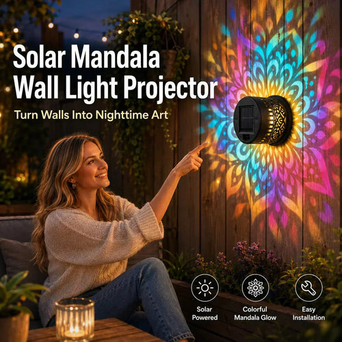🌞 50% OFF NOW! 🌀BVJ® Solar Mandala Light – Stunning Pattern Projection, 2-in-1 Floor & Wall Design & IP65 Waterproof Auto On/Off 🌿