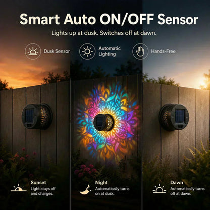🌞 50% OFF NOW! 🌀BVJ® Solar Mandala Light – Stunning Pattern Projection, 2-in-1 Floor & Wall Design & IP65 Waterproof Auto On/Off 🌿