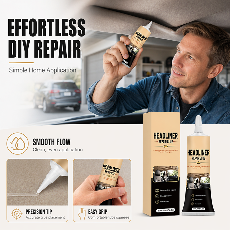 🎉49K+ Sold 🚗 GFOUK®  Waterproof Car Headliner Repair Glue, High Strength Adhesive for Sagging Car Ceiling & Interior