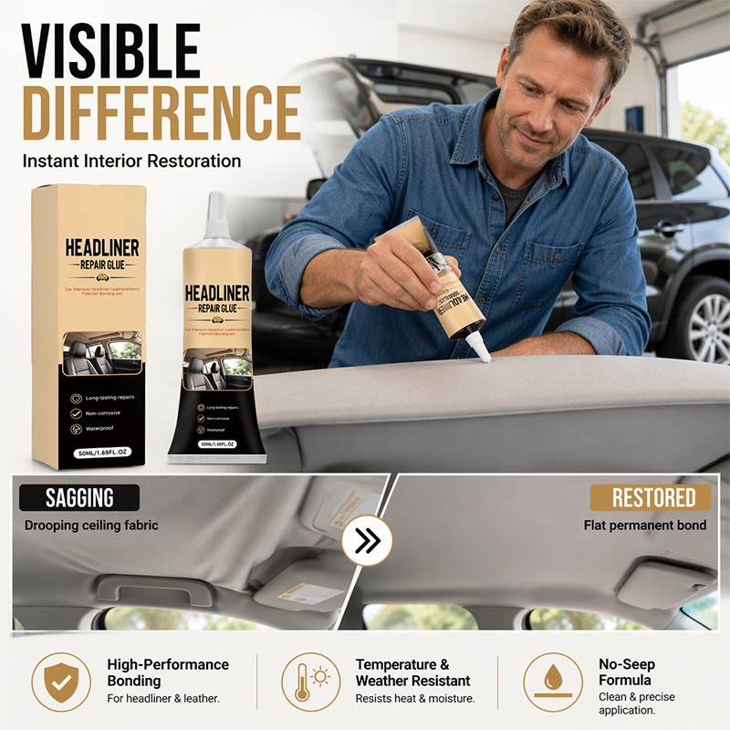 🎉49K+ Sold 🚗 GFOUK®  Waterproof Car Headliner Repair Glue, High Strength Adhesive for Sagging Car Ceiling & Interior