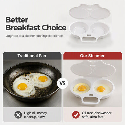 🥳2026 HOT SALE🥳💞50K+ SOLD! 🥗🎁 BUY 1 GET 1 FREE! BVJ® Microwave Egg Poacher –  Dual‑cavity, non‑stick & easy clean. Healthier than frying 🏠✅