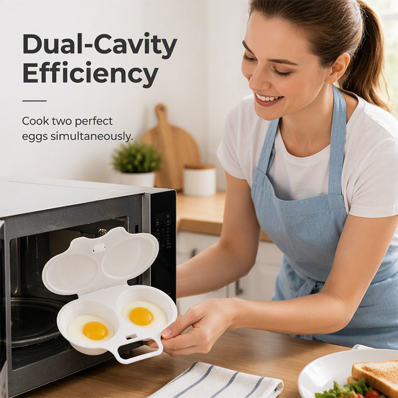 🥳2026 HOT SALE🥳💞50K+ SOLD! 🥗🎁 BUY 1 GET 1 FREE! BVJ® Microwave Egg Poacher –  Dual‑cavity, non‑stick & easy clean. Healthier than frying 🏠✅