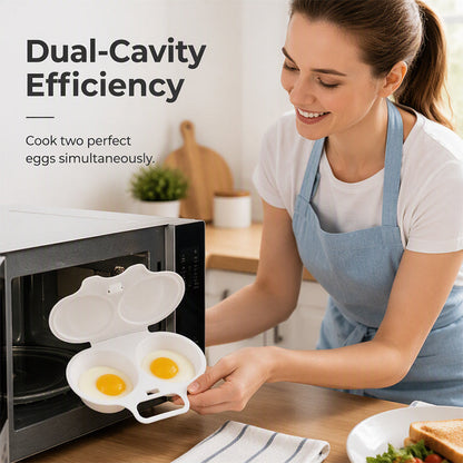 🥳2026 HOT SALE🥳💞50K+ SOLD! 🥗🎁 BUY 1 GET 1 FREE! BVJ® Microwave Egg Poacher –  Dual‑cavity, non‑stick & easy clean. Healthier than frying 🏠✅