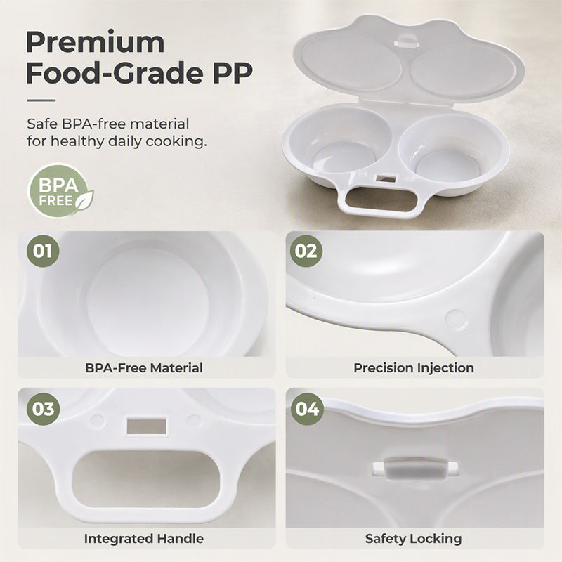 🥳2026 HOT SALE🥳💞50K+ SOLD! 🥗🎁 BUY 1 GET 1 FREE! BVJ® Microwave Egg Poacher –  Dual‑cavity, non‑stick & easy clean. Healthier than frying 🏠✅