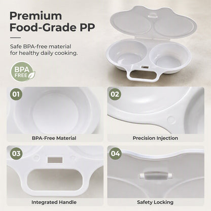 🥳2026 HOT SALE🥳💞50K+ SOLD! 🥗🎁 BUY 1 GET 1 FREE! BVJ® Microwave Egg Poacher –  Dual‑cavity, non‑stick & easy clean. Healthier than frying 🏠✅