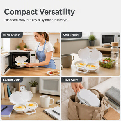 🥳2026 HOT SALE🥳💞50K+ SOLD! 🥗🎁 BUY 1 GET 1 FREE! BVJ® Microwave Egg Poacher –  Dual‑cavity, non‑stick & easy clean. Healthier than frying 🏠✅