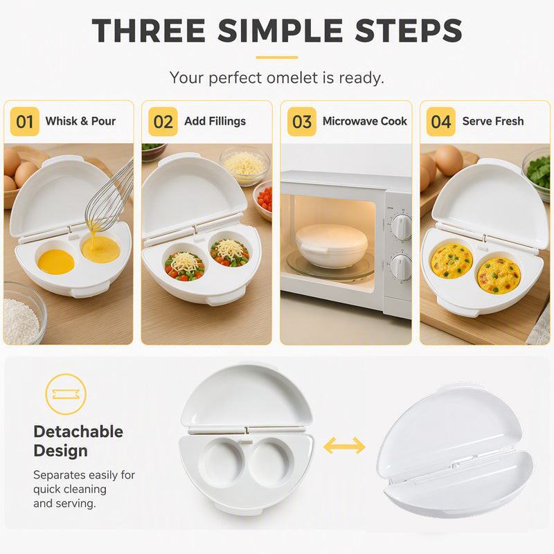 🍳LAST DAY 49% OFF🔥BVJ® 2-in-1 Microwave Omelet & Egg Cooker