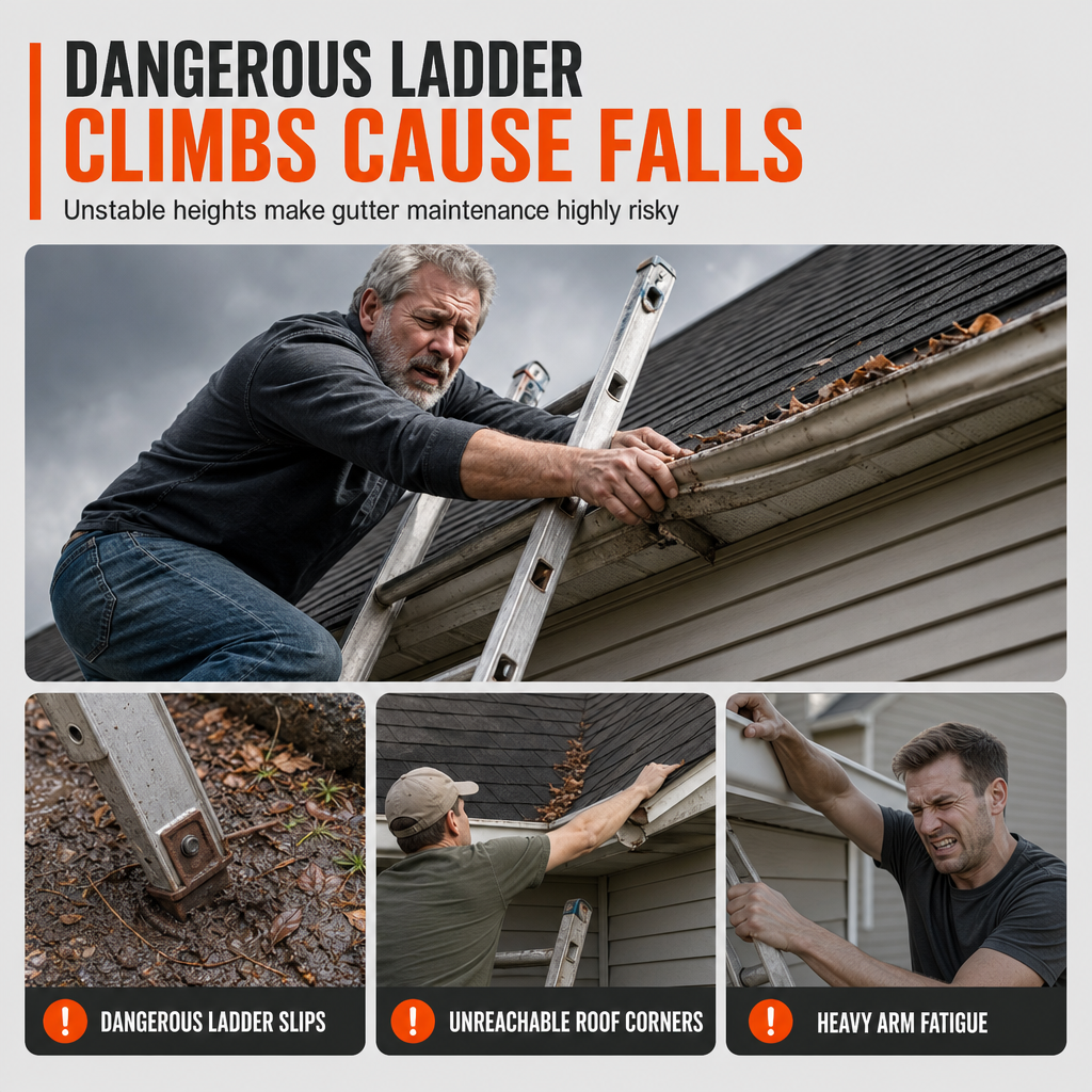 🔧 LIMITED‑TIME 50% OFF! ✨ GFOUK® No-Climb Gutter Cleaning Tool