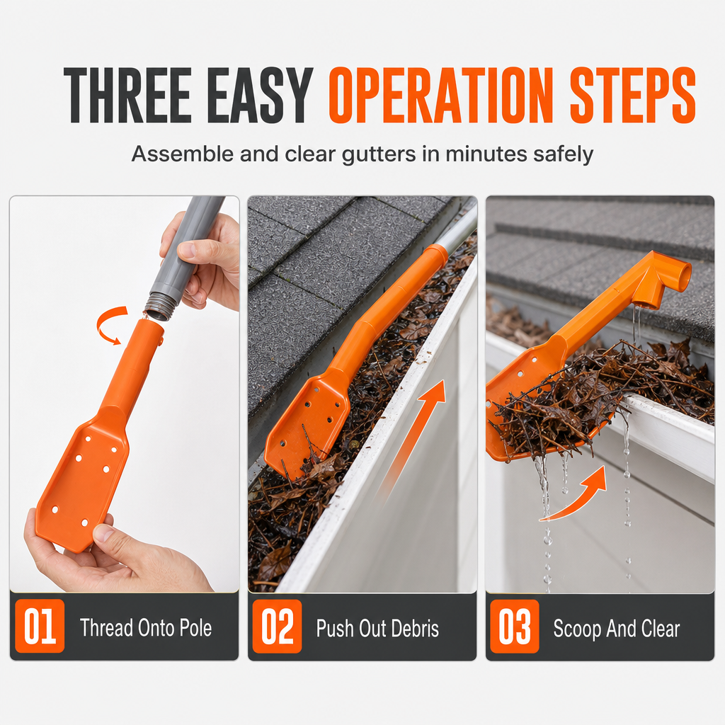 🔧 LIMITED‑TIME 50% OFF! ✨ GFOUK® No-Climb Gutter Cleaning Tool
