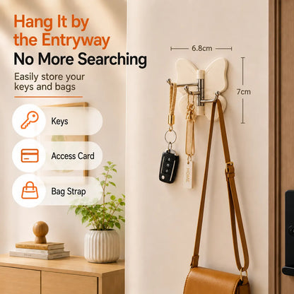 🦋 Mvpw® Rotating Butterfly Triple Hook—Adjustable for Flat Walls & Corners