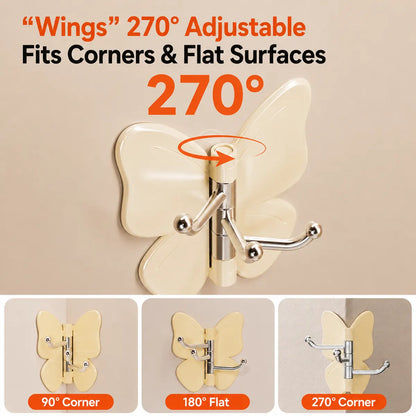 🦋 Mvpw® Rotating Butterfly Triple Hook—Adjustable for Flat Walls & Corners