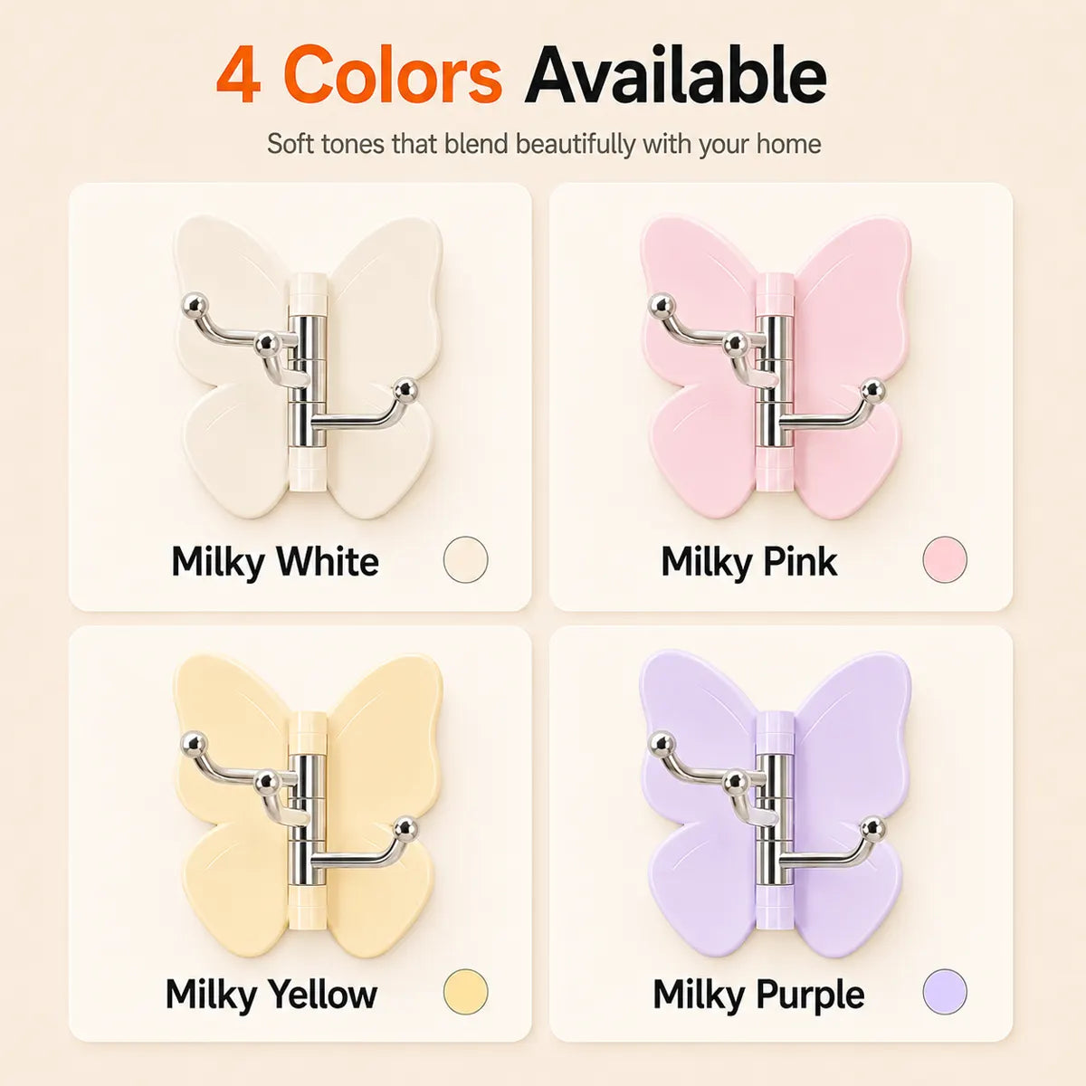 🦋 Mvpw® Rotating Butterfly Triple Hook—Adjustable for Flat Walls & Corners